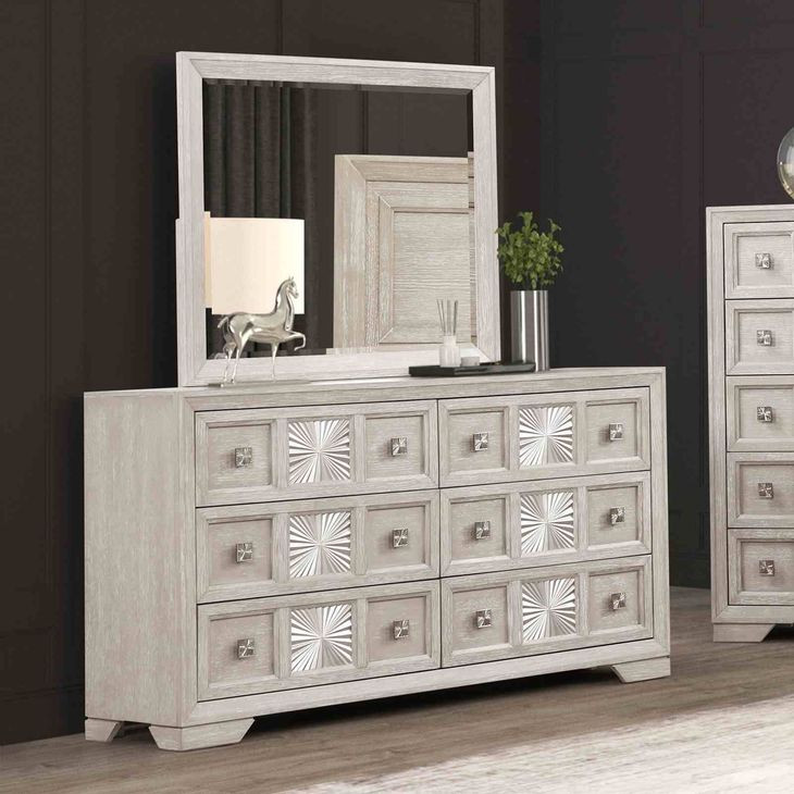 Argenthart Light Gray Rectangular Dresser Mirror