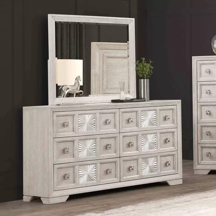 Argenthart Light Gray Rectangular Dresser Mirror
