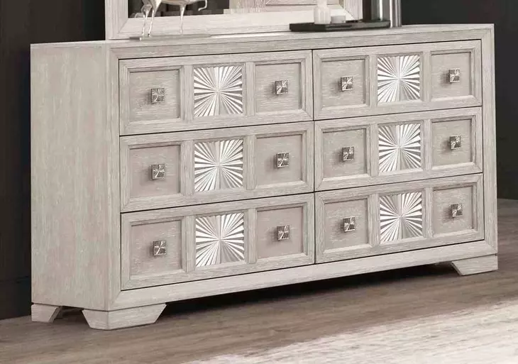 Argenthart Light Gray 6 Drawer Dresser
