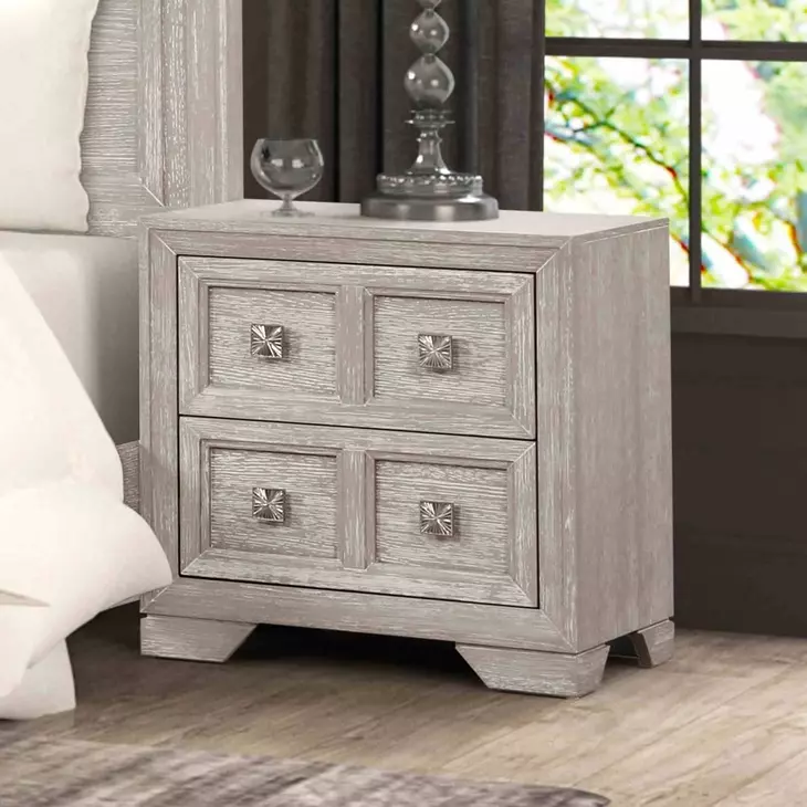 Argenthart Light Gray 2 Drawer Nightstand