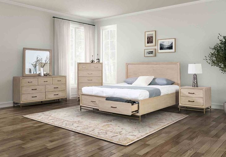Sandnes Light Oak Storage Panel Bedroom Set