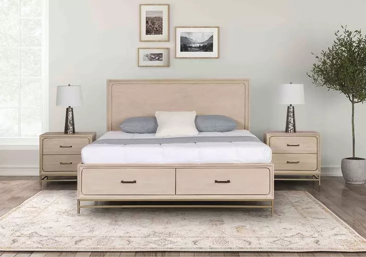 Sandnes Light Oak Storage Panel Bedroom Set