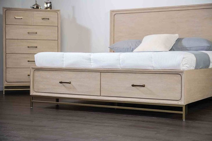 Sandnes Light Oak King Storage Panel Bed