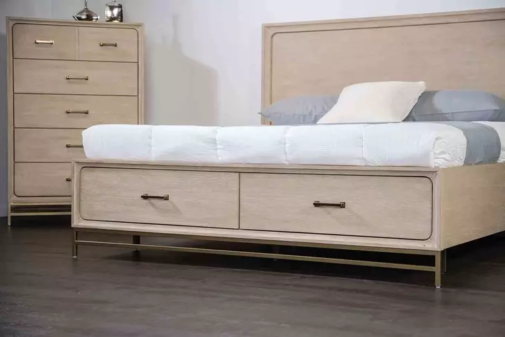 Sandnes Light Oak Queen Storage Panel Bed