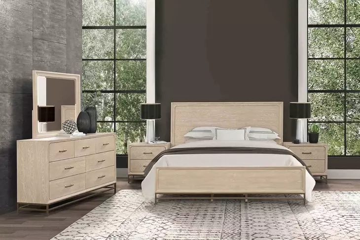 Sandnes Light Oak King Panel Bed