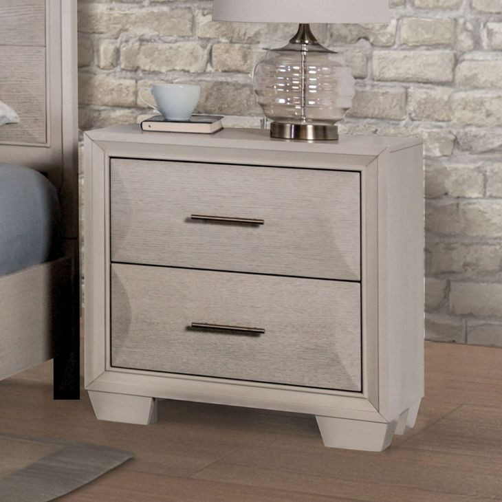 Hinwitz White Oak 2 Drawer Nightstand