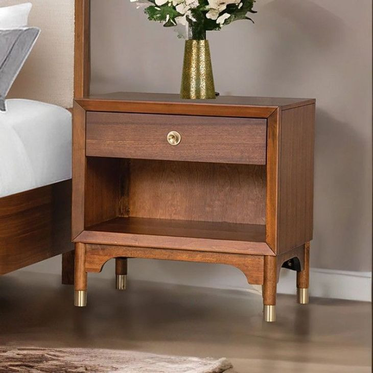 Hepburne Walnut 1 Drawer Nightstand with USB Charging