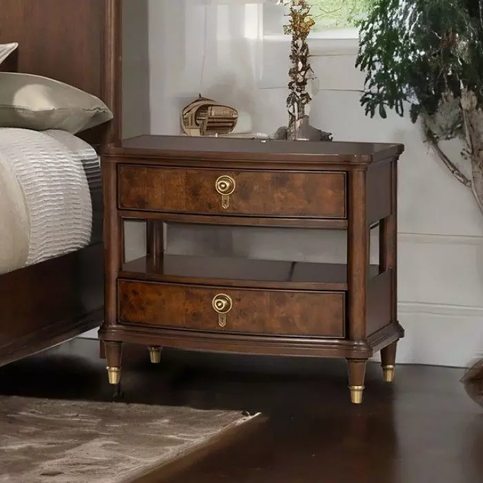Westerham Dark Cherry 2 Drawer Nightstand with USB Charging and LED