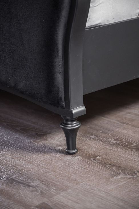 Eleanora Black Queen Upholstered Panel Bed