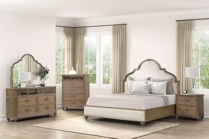 Lyris Rustic Oak Panel Bedroom Set