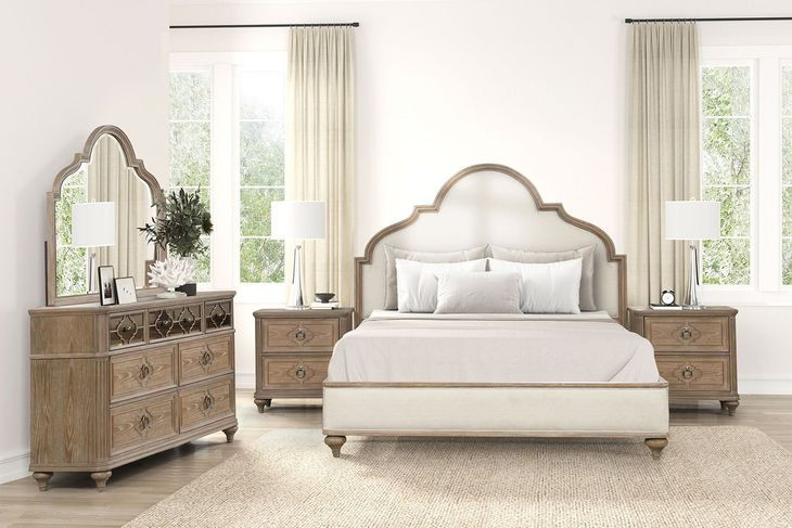 Lyris Rustic Oak Queen Panel Bed