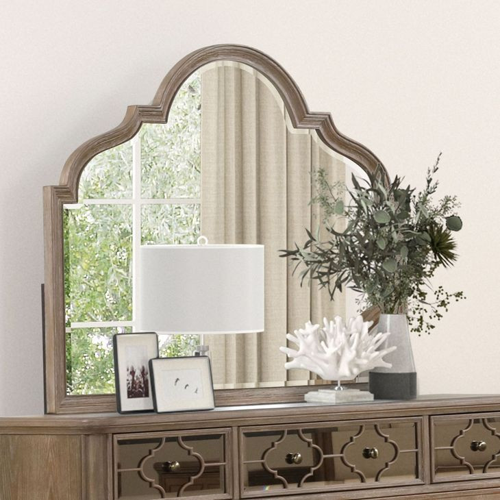 Lyris Rustic Oak Arched Dresser Mirror