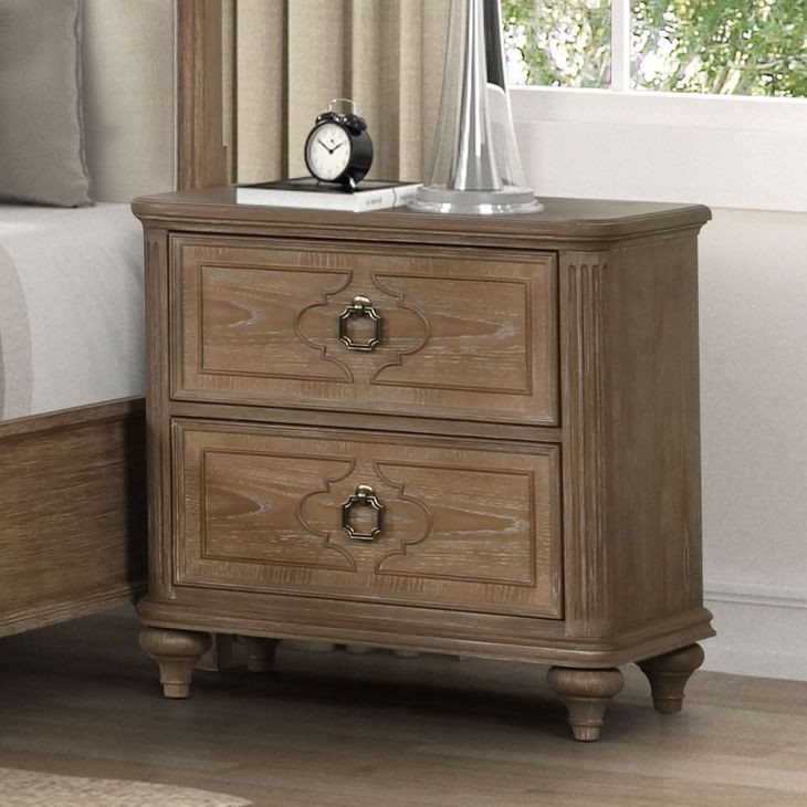 Lyris Rustic Oak 2 Drawer Nightstand with USB Charging