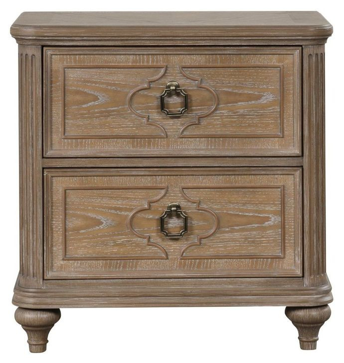 Lyris Rustic Oak 2 Drawer Nightstand with USB Charging