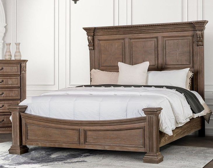 Seven Oaks Weathered Oak King Poster Bed