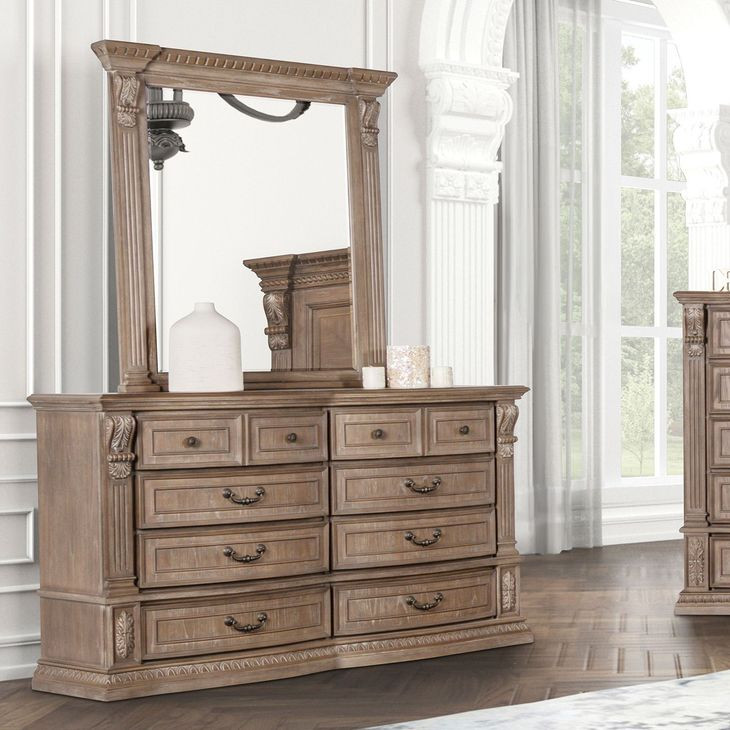 Seven Oaks Weathered Oak 8 Drawer Dresser