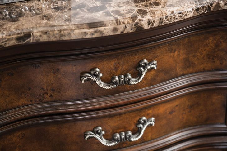 Aquilina Dark Cherry and Oak 3 Drawer Nightstand with USB Charging