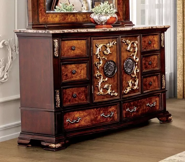 Aquilina Dark Cherry and Oak Panel Bedroom Set