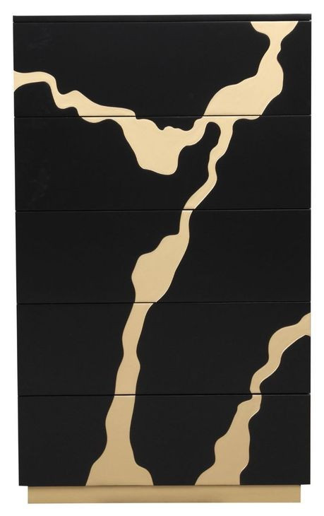 Goldsberg Black and Gold 5 Drawer Chest