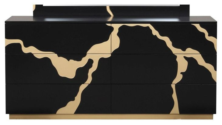 Goldsberg Black and Gold Panel Bedroom Set