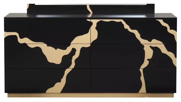 Goldsberg Black and Gold 6 Drawer Dresser