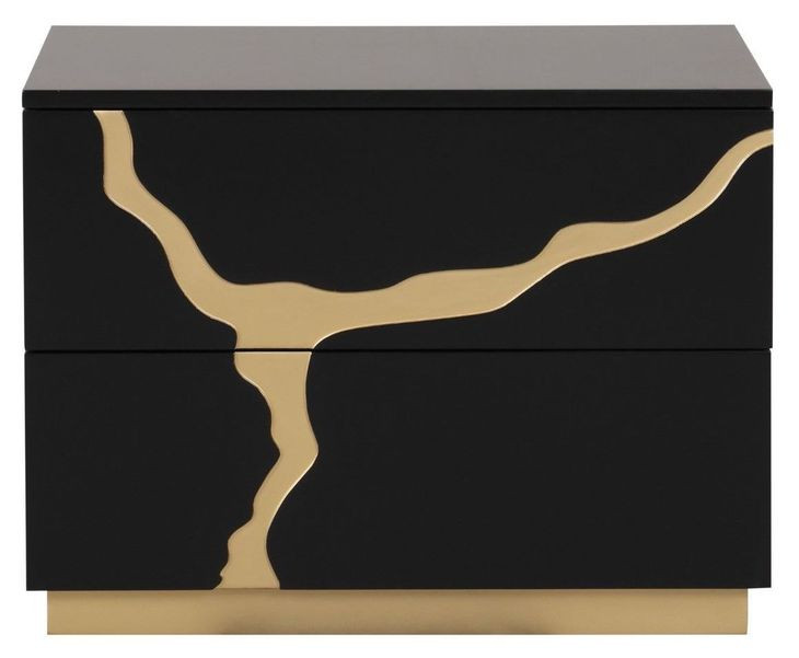 Goldsberg Black and Gold 2 Drawer Nightstand