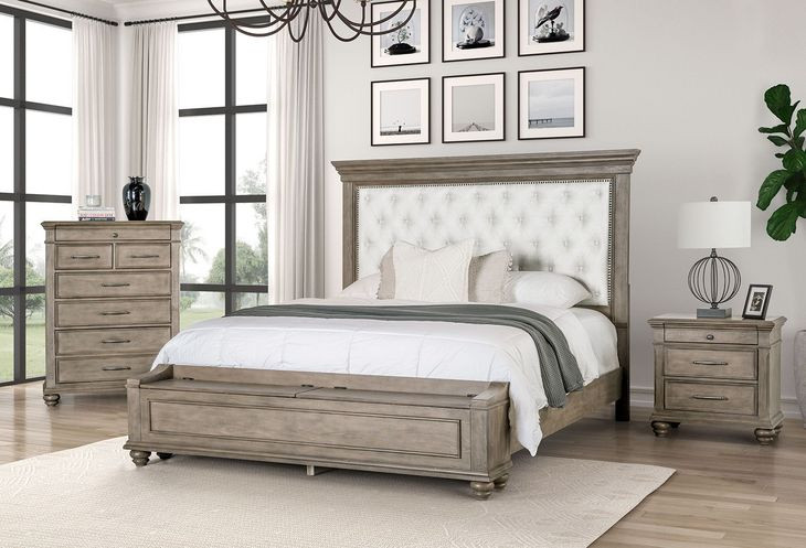 Philomath Aged Oak Upholstered Storage Panel Bedroom Set
