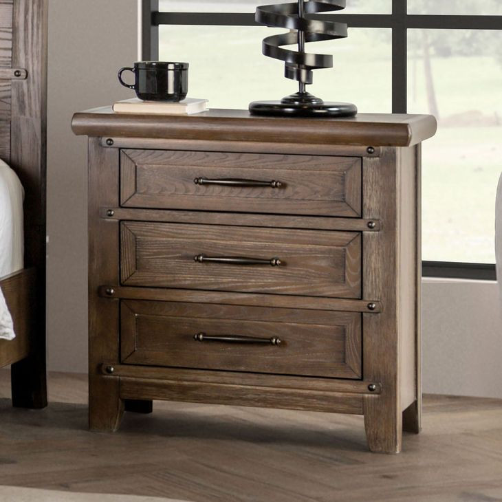 Merthyr Brown 3 Drawer Nightstand