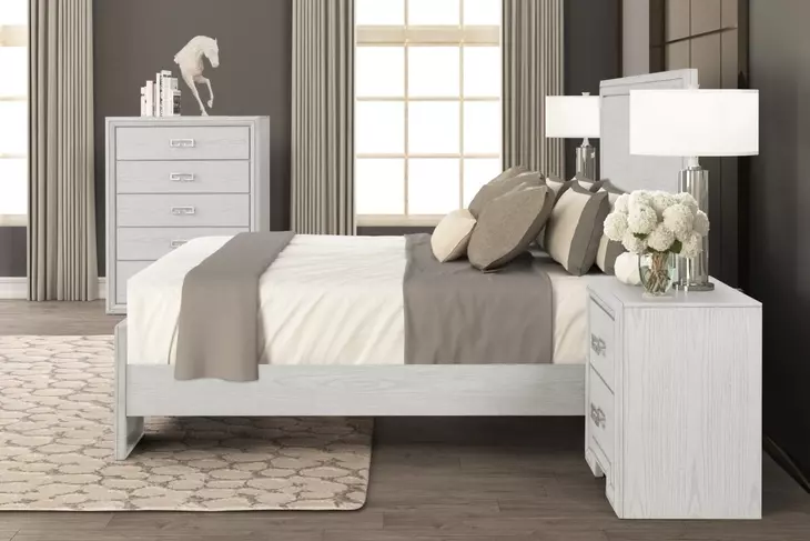 Basilone Rustic White 5 Drawer Chest