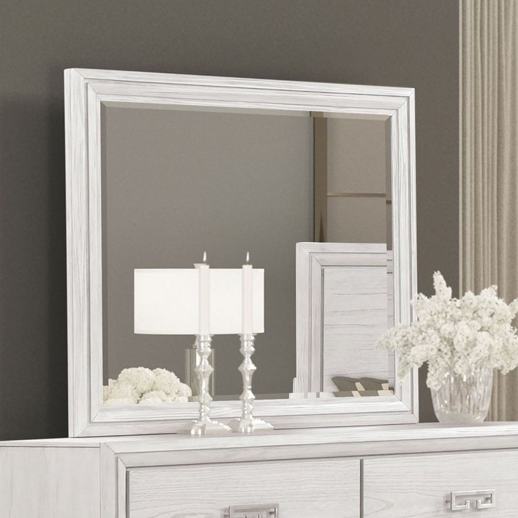 Basilone Rustic White Rectangular Dresser Mirror