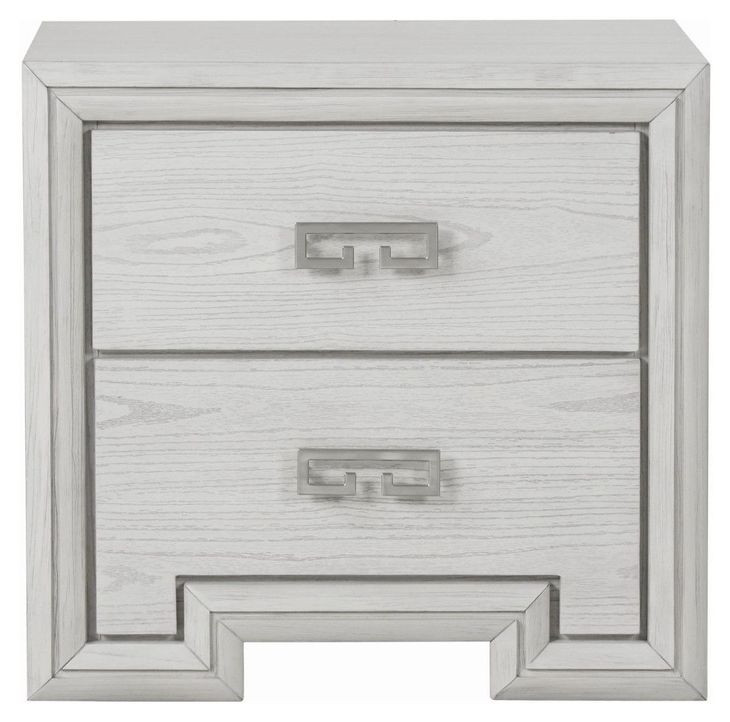 Basilone Rustic White 2 Drawer Nightstand with USB Charging
