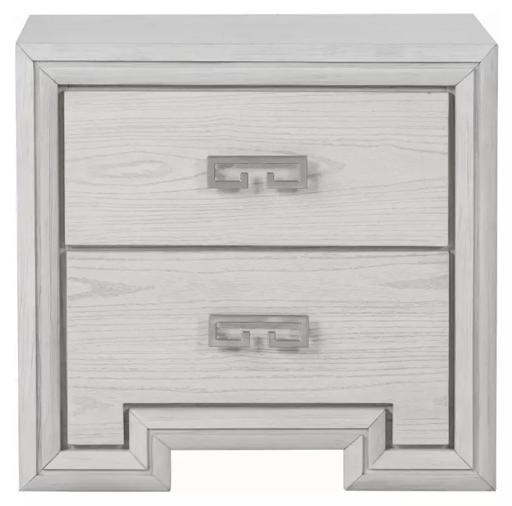 Basilone Rustic White 2 Drawer Nightstand with USB Charging