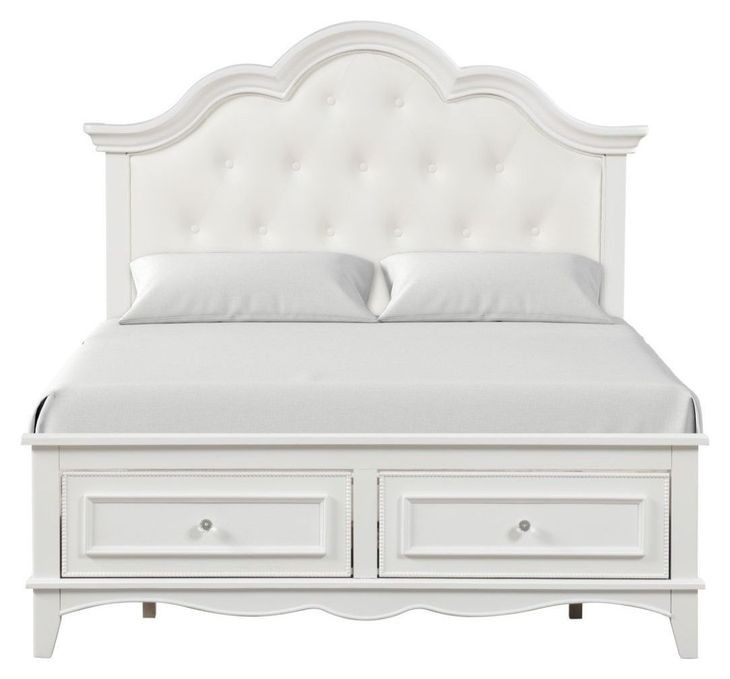 Naucalpan White Full Upholstered Storage Platform Bed