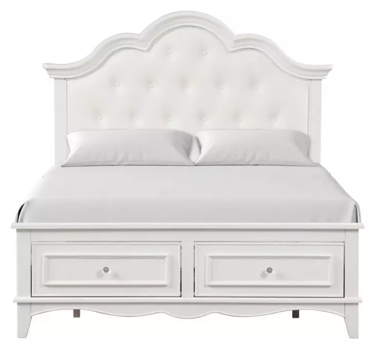 Naucalpan White Full Upholstered Storage Platform Bed
