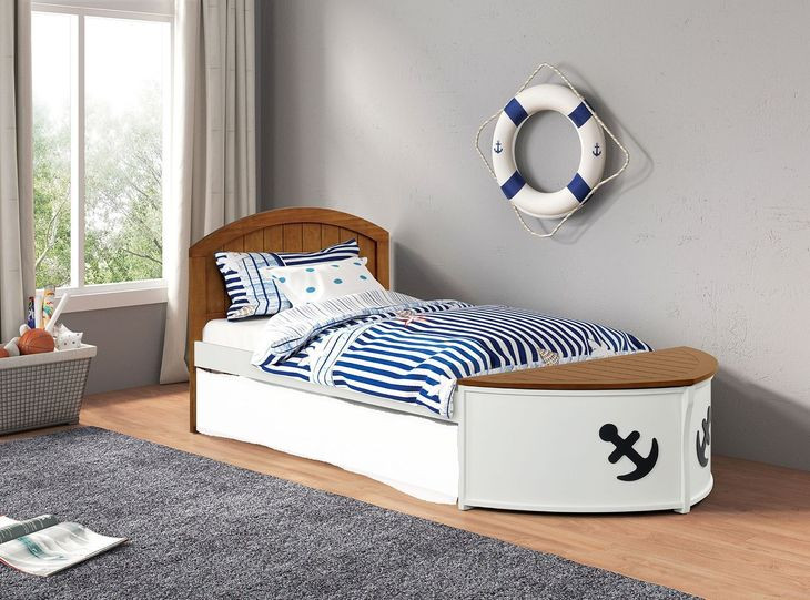 Poseidon White and Oak Twin Captain Platform Bed