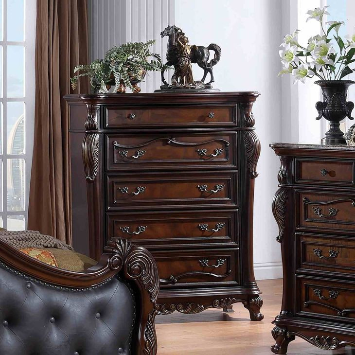 Francione Dark Cherry Panel Bedroom Set