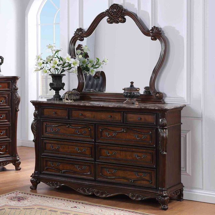 Ventresca Dark Cherry Arched Dresser Mirror