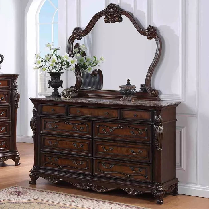 Ventresca Dark Cherry 9 Drawer Dresser