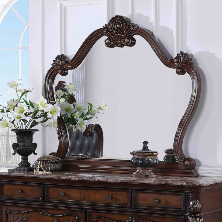 Ventresca Dark Cherry Arched Dresser Mirror