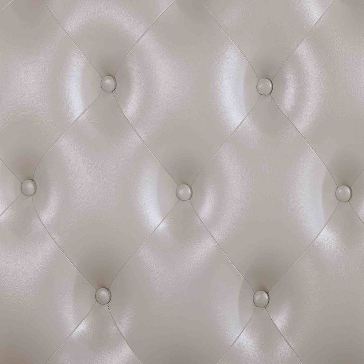 Ventresca White King Upholstered Panel Bed with Nailhead Trim