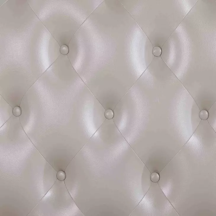 Ventresca White King Upholstered Panel Bed with Nailhead Trim