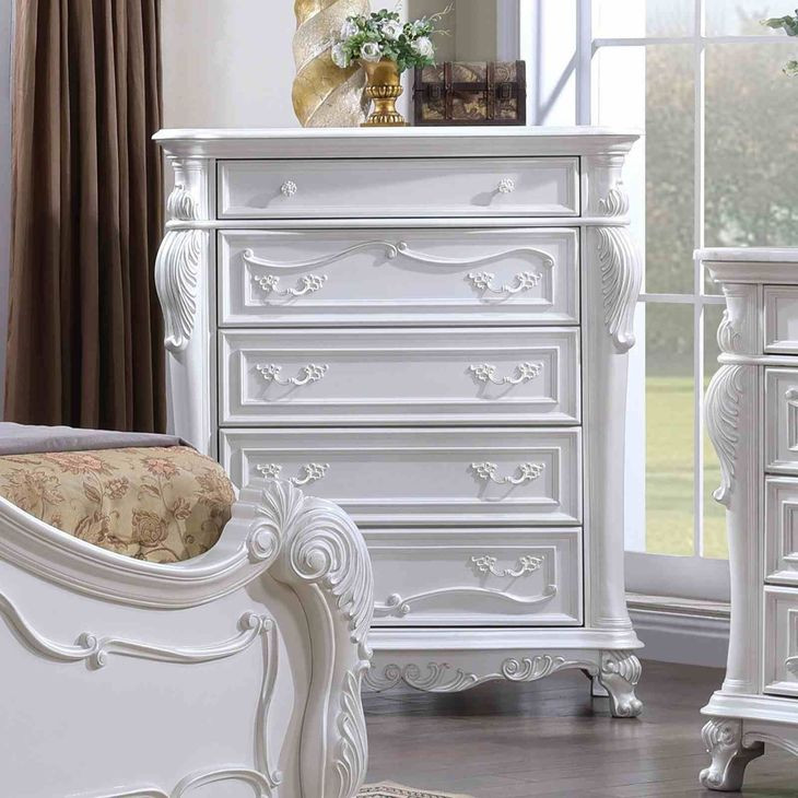 Cremona White Upholstered Panel Bedroom Set with Nailhead Trim