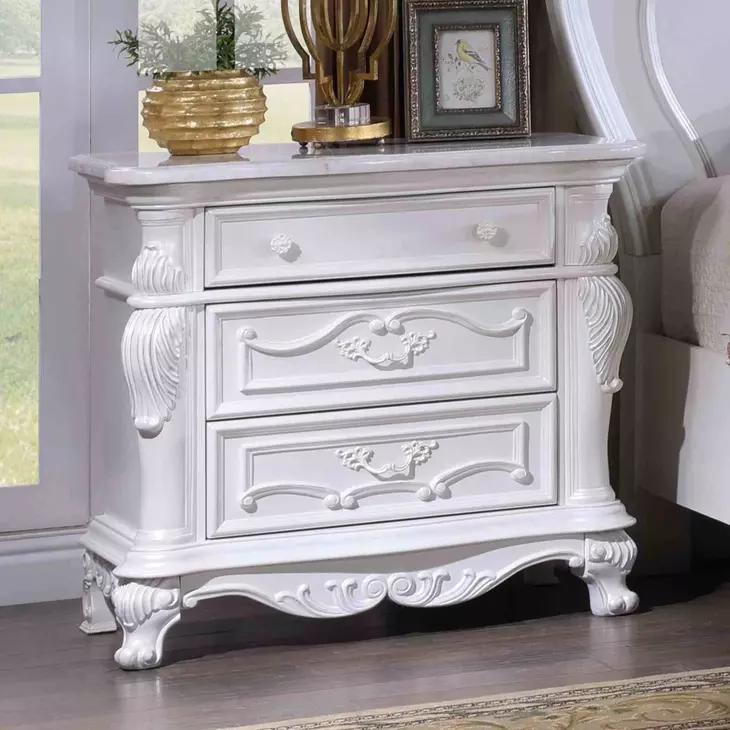 Ventresca White 3 Drawer Nightstand