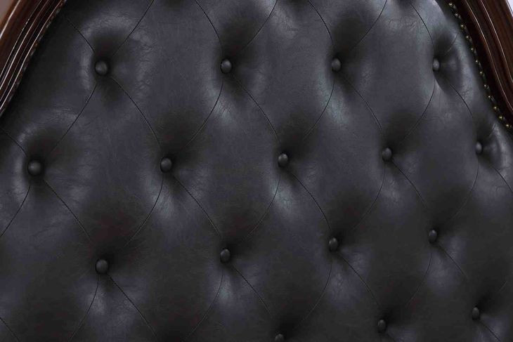 Cremona Dark Cherry and Gray Queen Upholstered Panel Bed with Nailhead Trim