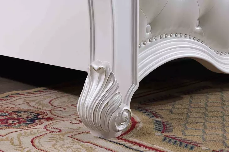 Cremona White Queen Upholstered Panel Bed with Nailhead Trim