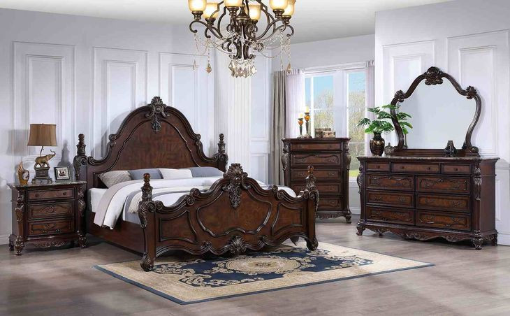 Francione Dark Cherry Panel Bedroom Set