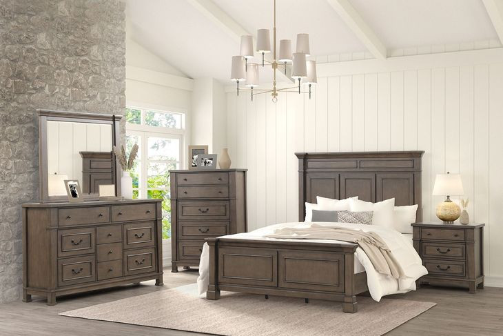 Huddersfield Dark Walnut King Panel Bed