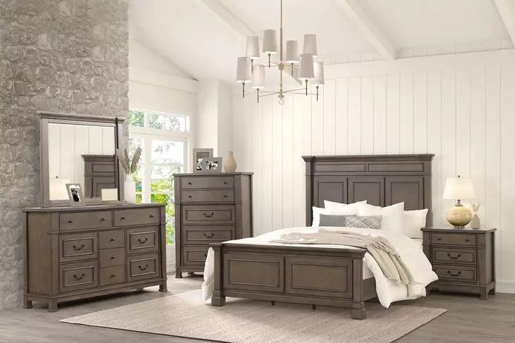 Huddersfield Dark Walnut Panel Bedroom Set