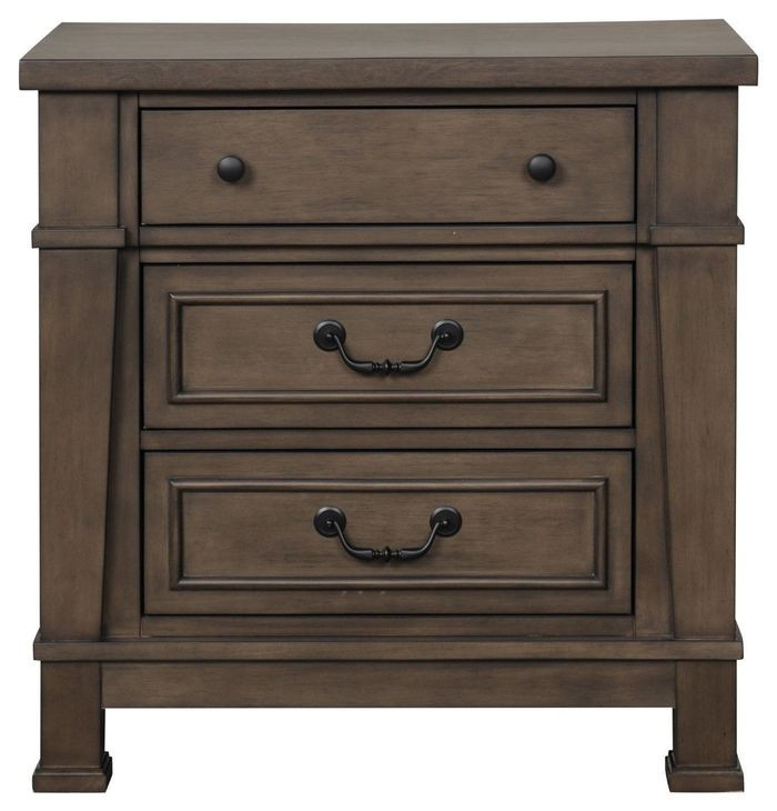 Huddersfield Dark Walnut 3 Drawer Nightstand with USB Charging