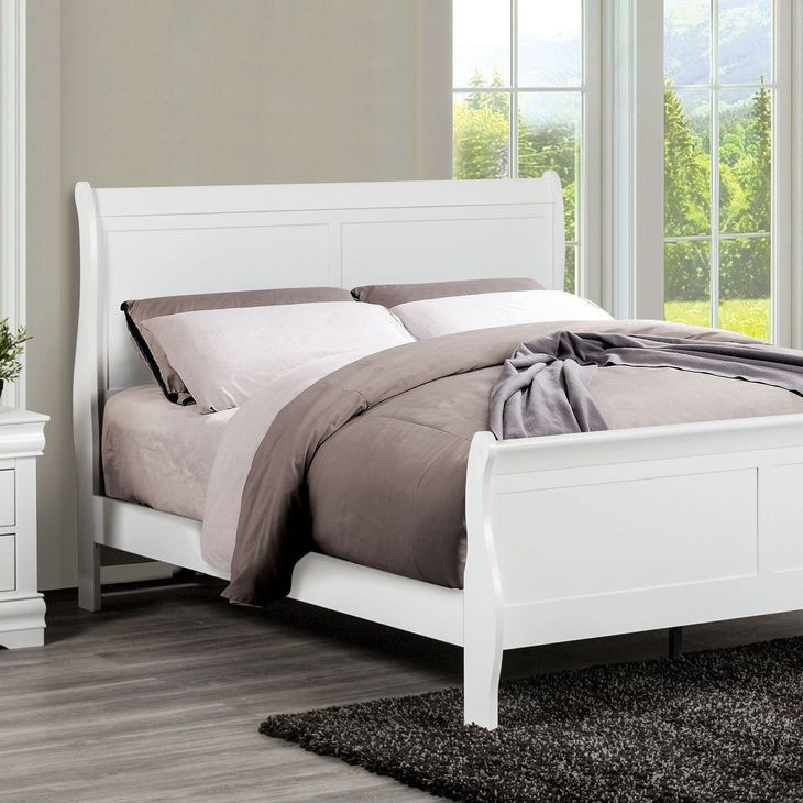 Louis Philippe White Full Sleigh Bed